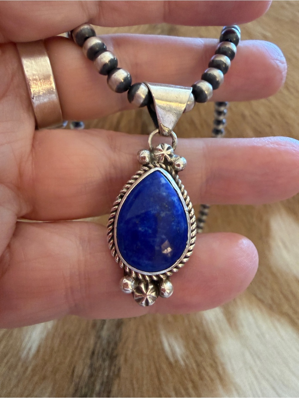 ❤️ Signed Navajo Robert Martinez Lapis Lazuli Sterling Statement Unisex Pendant